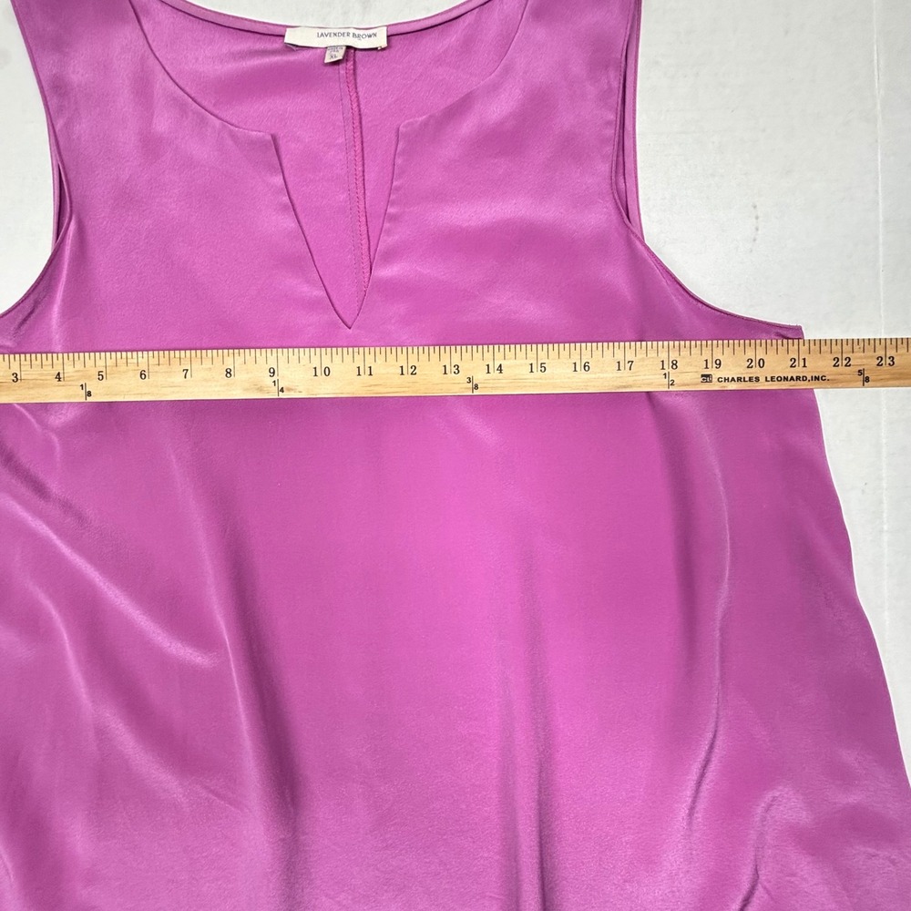 Lavender Brown Lilac 100% Silk Sleeveless Top XL V-Neck Blouse Slimming USA EUC - Picture 4 of 7